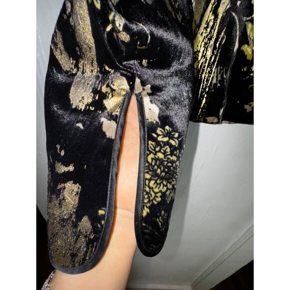 JS Collections Black & Gold Velvet Suit Size 4 Blazer Flare Skirt Classy Glam - Picture 4 of 13